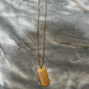 Balenciaga Gold Engraved Pendant Necklace